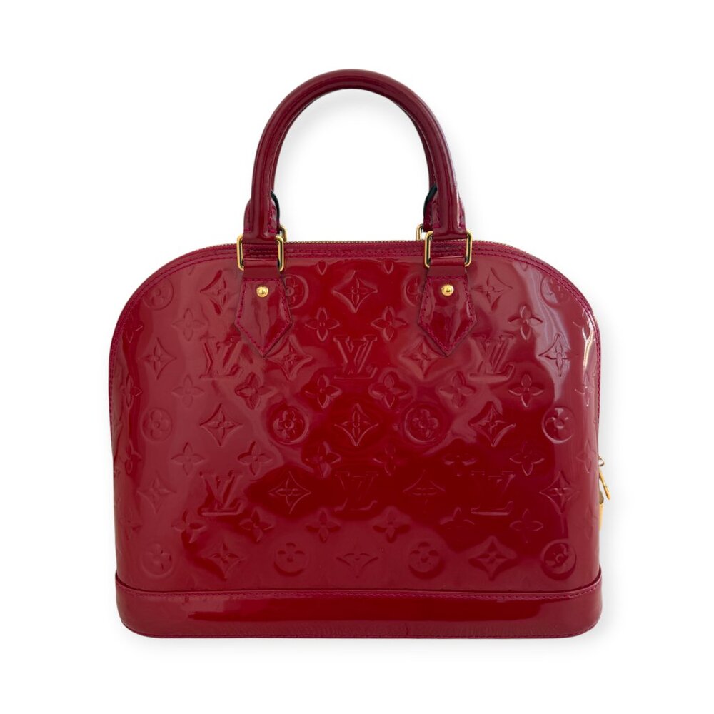 Authentic Dark Red Louis Vuitton Vernis Alma PM Pomme D’Amour Bag - Picture 2 of 15